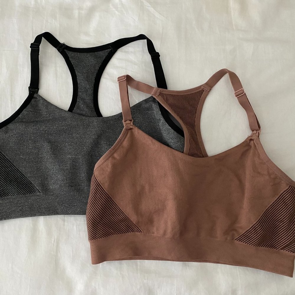 Auden Nursing Yoga Sports Bra Black and Blush L